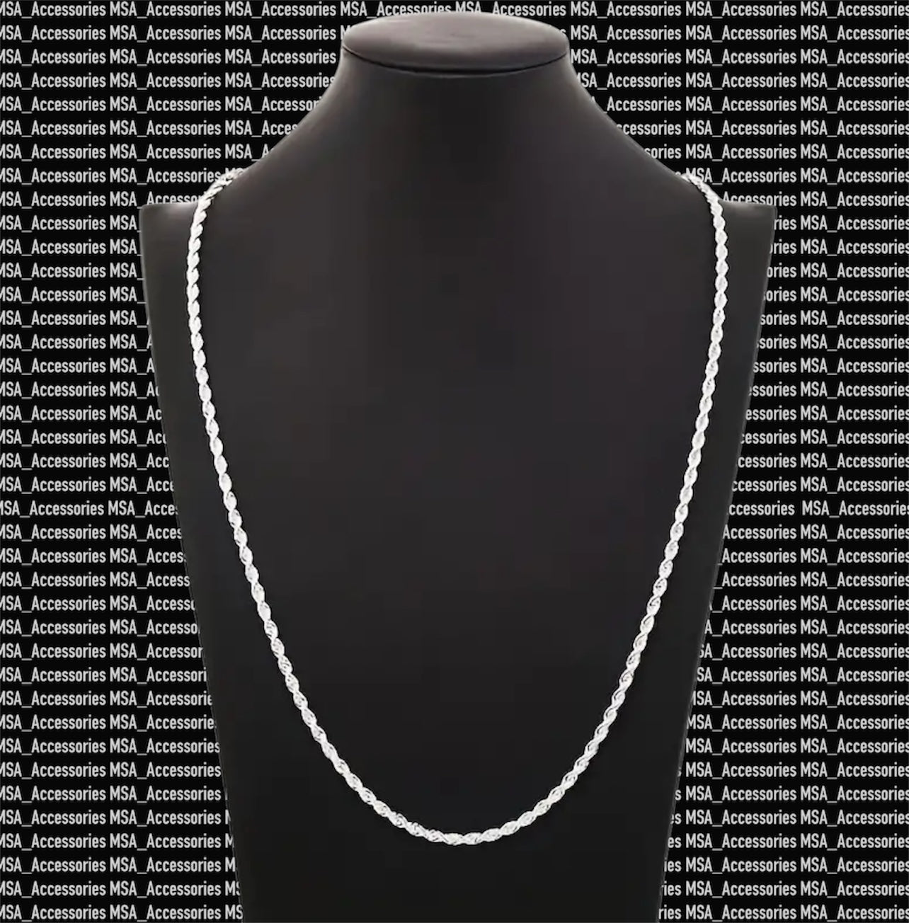 Rope Twist Silver Stainless Steel Chain 5mm