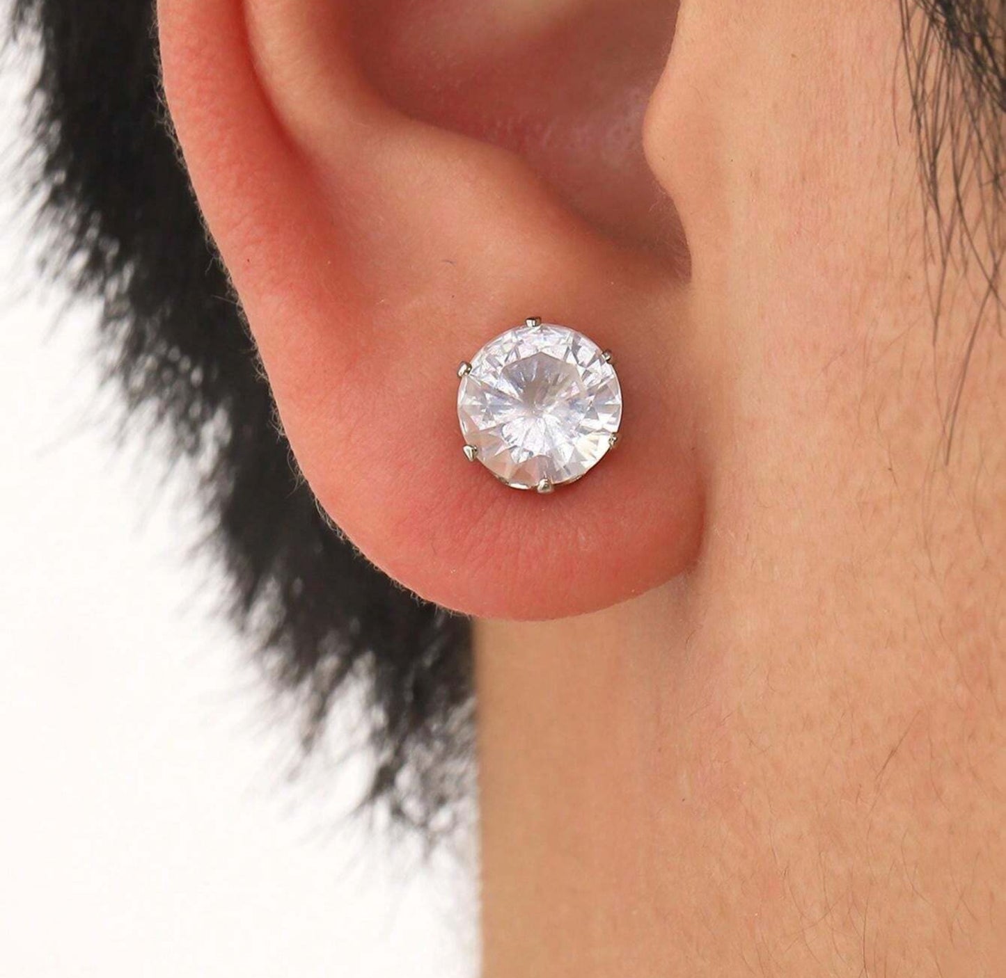 Magnetic Earring Silver Diamond